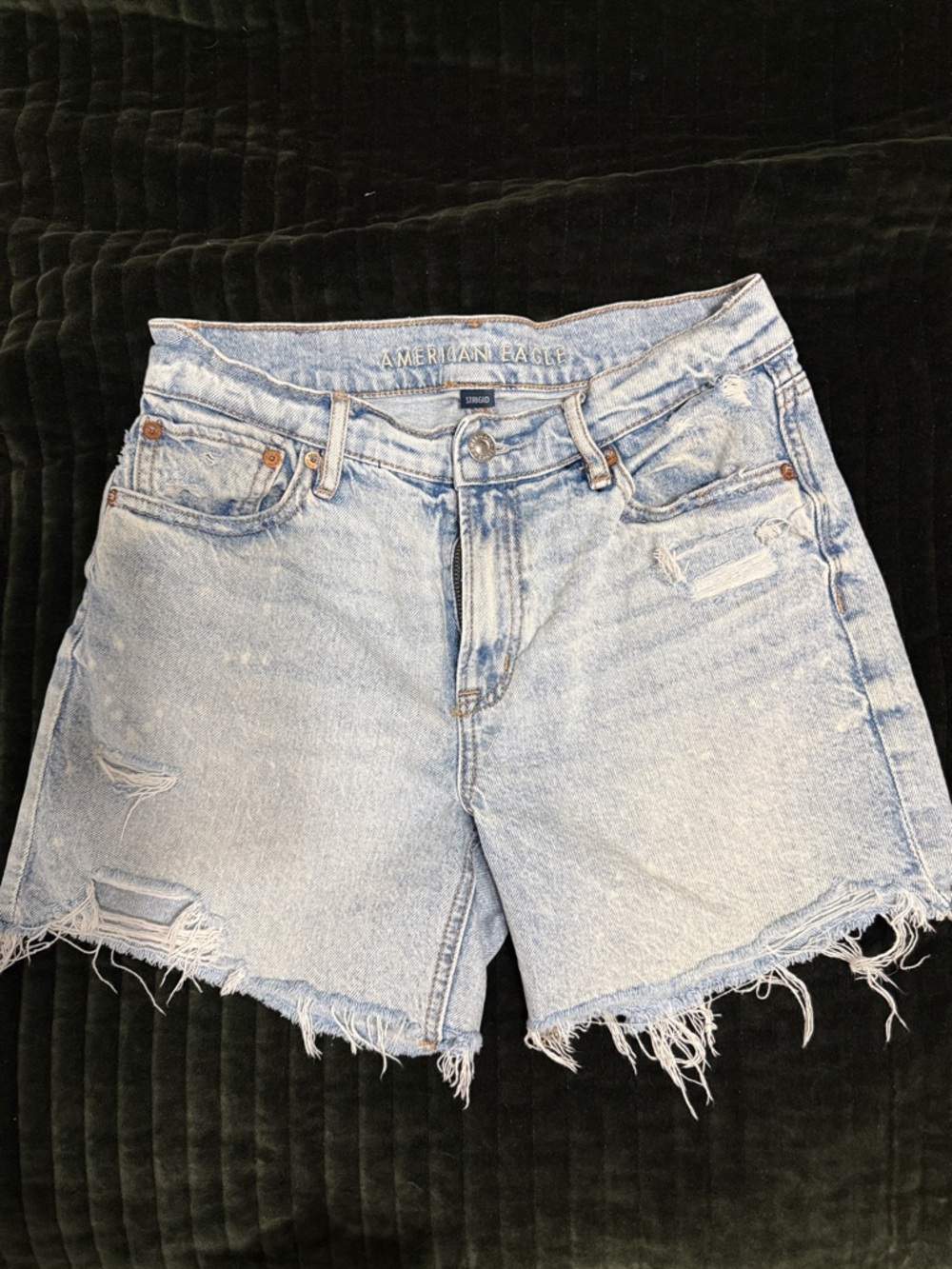 American Eagle Outfitters Light Blue Distressed High-Rise Jean Shorts